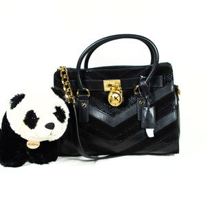 New black chevron Michael Kors lock satchel
